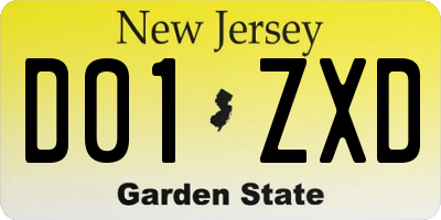 NJ license plate D01ZXD