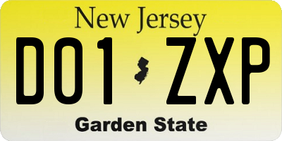 NJ license plate D01ZXP
