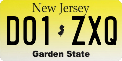 NJ license plate D01ZXQ