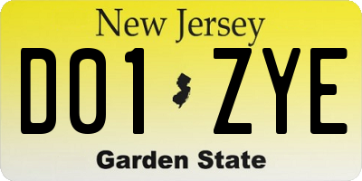 NJ license plate D01ZYE