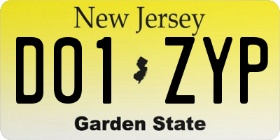 NJ license plate D01ZYP