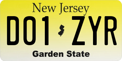 NJ license plate D01ZYR