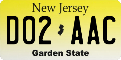 NJ license plate D02AAC