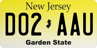NJ license plate D02AAU