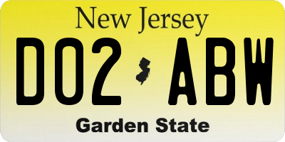 NJ license plate D02ABW