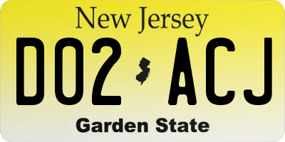 NJ license plate D02ACJ