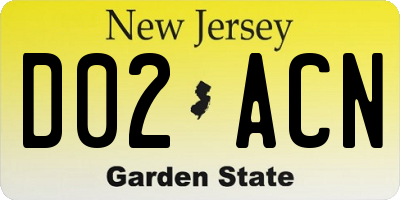 NJ license plate D02ACN