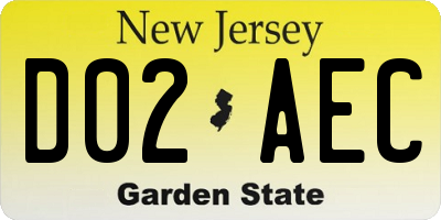 NJ license plate D02AEC