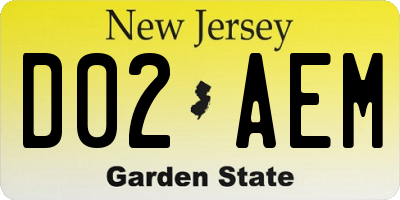 NJ license plate D02AEM