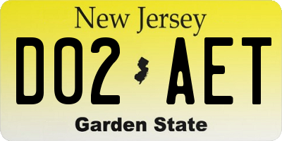 NJ license plate D02AET