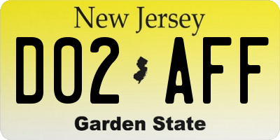 NJ license plate D02AFF