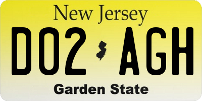 NJ license plate D02AGH