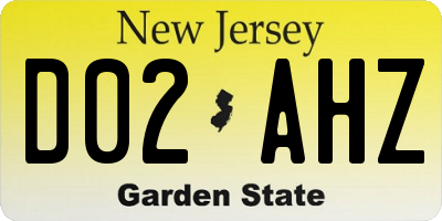NJ license plate D02AHZ