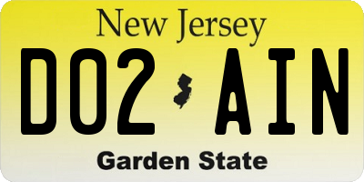 NJ license plate D02AIN