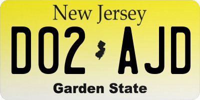 NJ license plate D02AJD