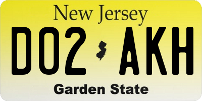 NJ license plate D02AKH