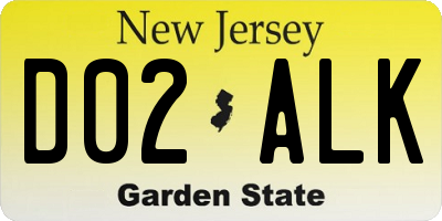NJ license plate D02ALK