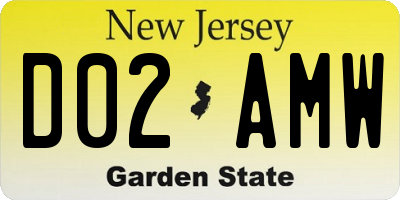NJ license plate D02AMW