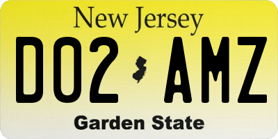 NJ license plate D02AMZ