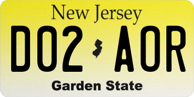NJ license plate D02AOR