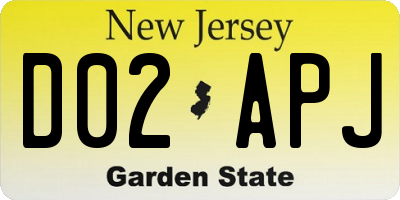 NJ license plate D02APJ