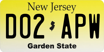 NJ license plate D02APW