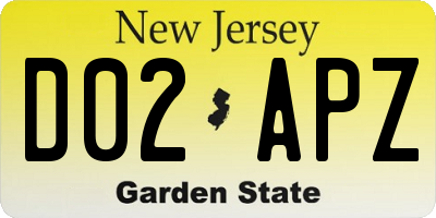NJ license plate D02APZ