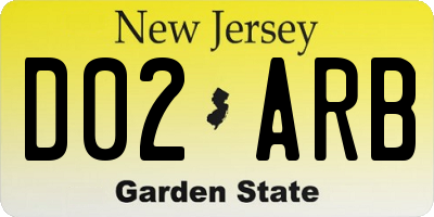 NJ license plate D02ARB