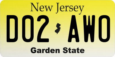 NJ license plate D02AWO