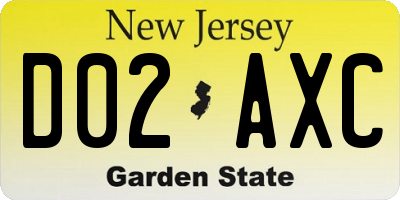 NJ license plate D02AXC