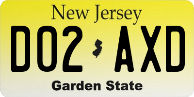 NJ license plate D02AXD