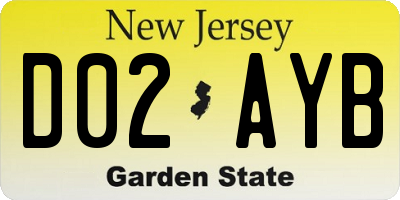 NJ license plate D02AYB