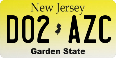 NJ license plate D02AZC