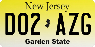 NJ license plate D02AZG