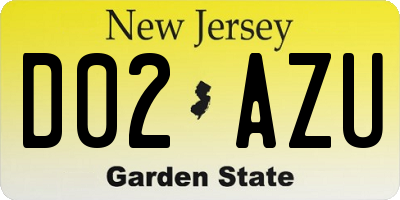 NJ license plate D02AZU