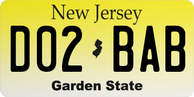 NJ license plate D02BAB