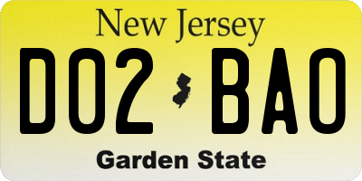 NJ license plate D02BAO