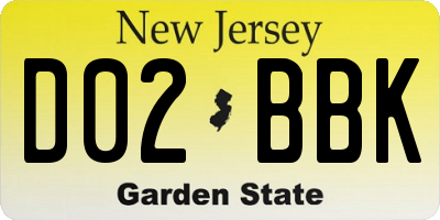 NJ license plate D02BBK