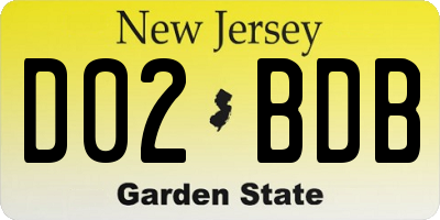 NJ license plate D02BDB