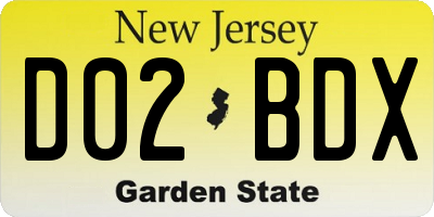 NJ license plate D02BDX