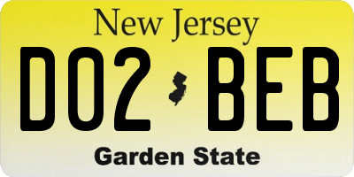 NJ license plate D02BEB