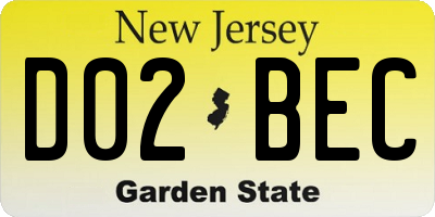 NJ license plate D02BEC