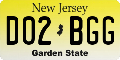 NJ license plate D02BGG