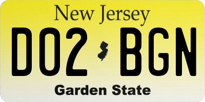 NJ license plate D02BGN