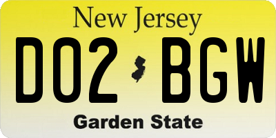 NJ license plate D02BGW