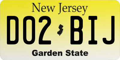 NJ license plate D02BIJ