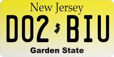NJ license plate D02BIU