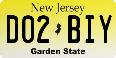 NJ license plate D02BIY