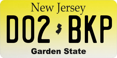 NJ license plate D02BKP