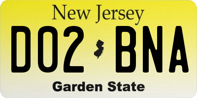 NJ license plate D02BNA